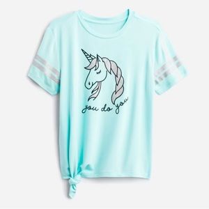 Girls RUMI + RYDER Blue Side Tie Varsity Tee Size Large (12-14)